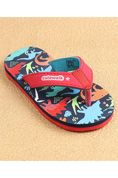 Cute Walk by Babyhug Cute Walk by Babyhug Slip on Flip Flops Dino Print - Navy & Red