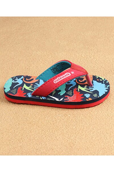 Cute Walk by Babyhug Cute Walk by Babyhug Slip on Flip Flops Dino Print - Navy & Red