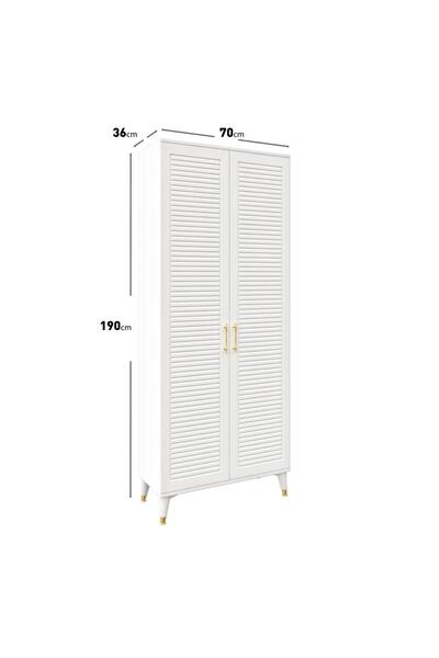 mapahomeliving Panjurlu Metal Kulp Pnj2190 Ayakkabılık Portmanto Vestiyer Beyaz Gold