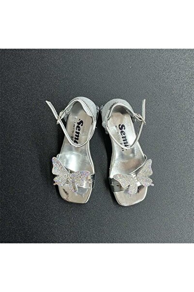 jadeer Pantofi cu toc Sema pentru fete Butterfly SheerF Argintiu 26-30 KS124