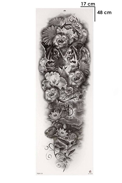 Barly Geçici Kaplan Ve Çiçek Kol Dövme Tattoo