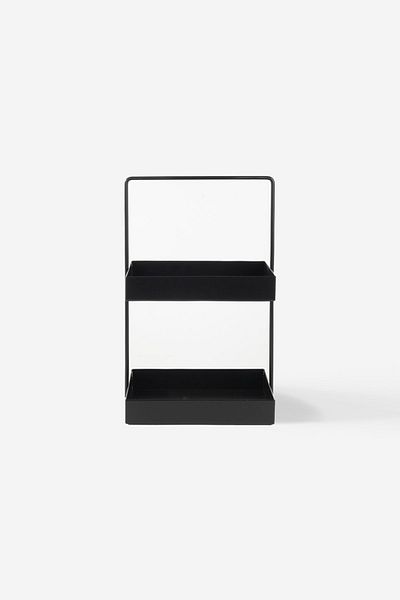 Rarart Concept 2-Tier Black Metal Organizer - Multi-Purpose Organizer - Muffin
