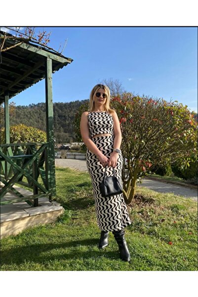 Butik Midi etek Askılı İkili Takım