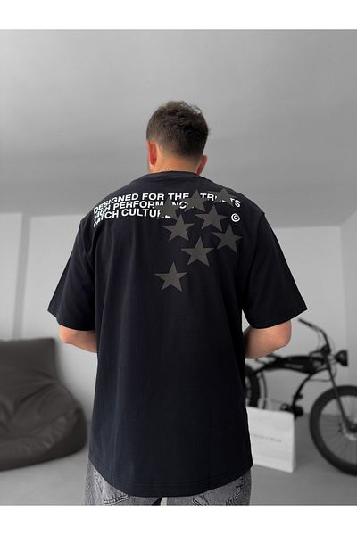 BYBASICMAN Black Star C Printed Oversize T-Shirt C-058