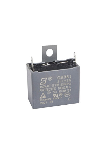 Motorobit CBB61 3uF 450V Kablolu Kutulu Daimi Kondansatör