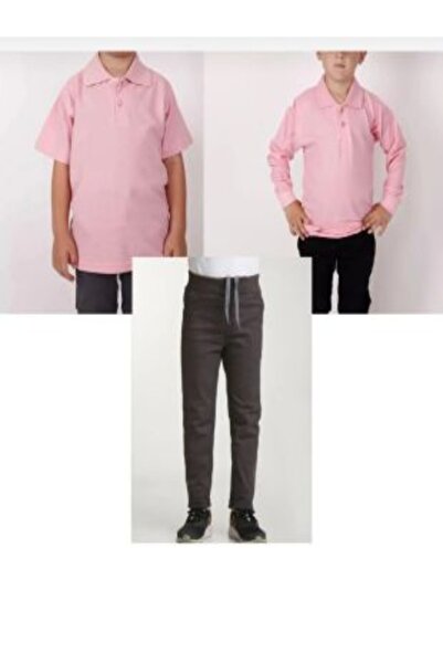 Nacar Unisex dečije hlače sa rebrastim strukom, polo majica kratkih i dugih r...