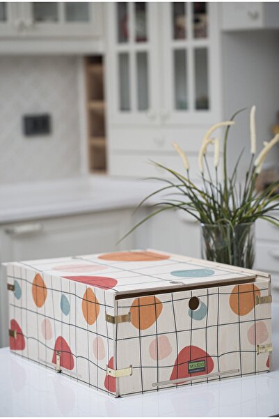 Wodiza Spot Büyük Boy Ahşap Saklama Kutusu 46cm X 35cm X 19cm Dolap Içi Düzenleyici