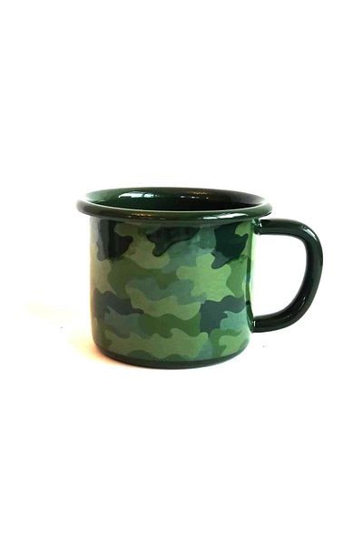 DEDEMİN EMAYELERİ Enamel Mug Large Size Camping Camouflage