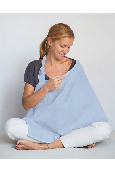 DEUX LAPINS 100% Cotton Muslin Baby Nursing Bib Endless Blue - Blue Color