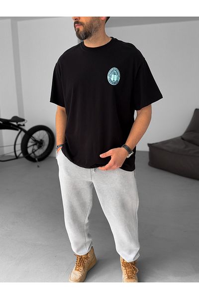 BYBASICMAN Black Palm Stamp Oversize T-Shirt C-021
