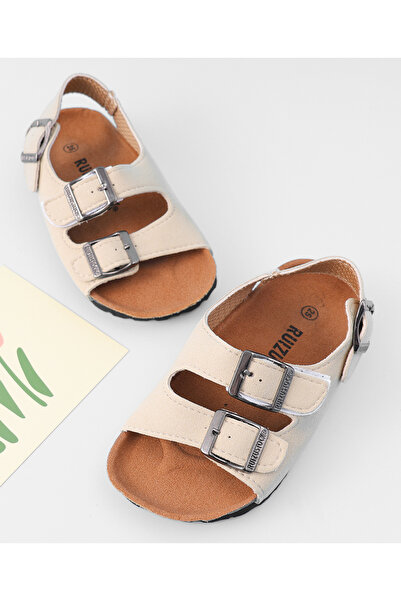 Mark & Mia Mark & Mia Solid Hook & Loop Closure Sandals - Beige