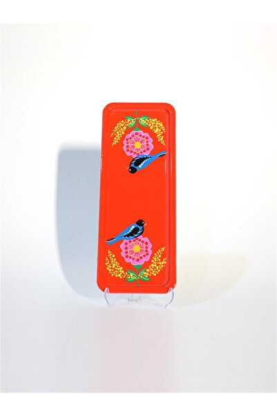 DEDEMİN EMAYELERİ Dikdörtgen Tepsi Kuşlu Kırmızı