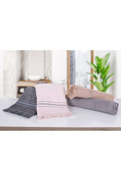 Arelina Textile 70X140 cm 50% Cotton and 50% Bamboo - Anthracite Bath Towel with 2 Side Fringes