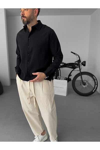 BYBASICMAN Black Basic Long Sleeve Shirt Jj-184