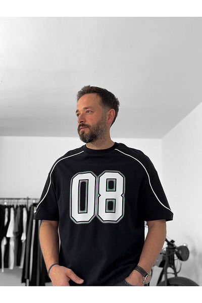 BYBASICMAN Black 08 Printed Oversize T-Shirt C-061