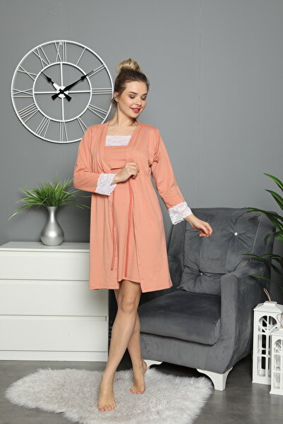 JENİKA Women's Maternity Dressing Gown Nightgown Set