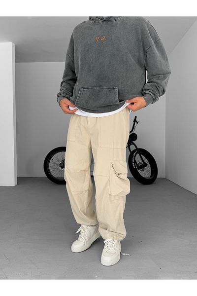 BYBASICMAN Stone Cargo Pocket Zip Thin Pants B-3023