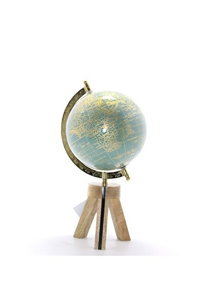 ehobim Authentic Naturel Ağaç Ayaklı Antik Dünya Küre 32cm