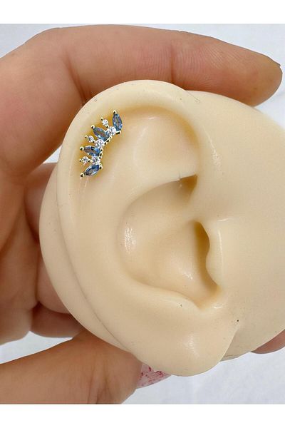 Arescollection Blue Zircon Stone Ducati Helix Conch Piercing 1 Piece