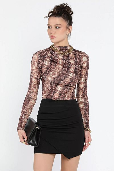 GÜLSELİ Fusta mini plisată de damă neagră