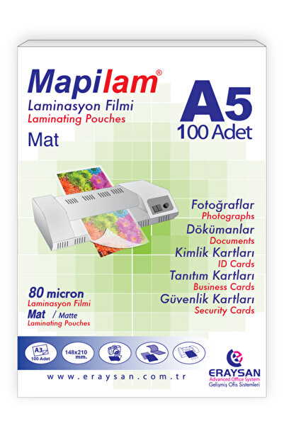Genel Markalar Lam 80 Micron Mat Laminasyon Filmi (A5) 100 Lü