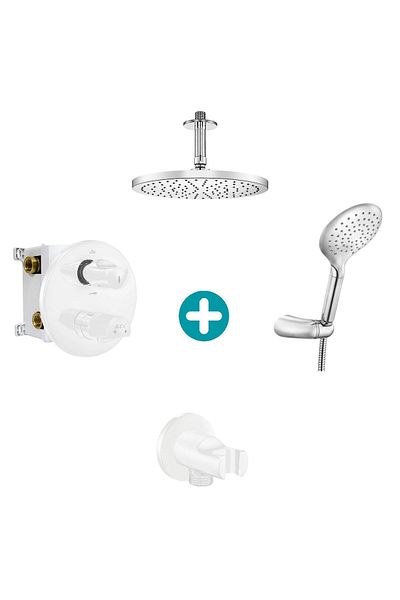 Eca 2-Way Myra Concealed Bath Set White Matte Shower and Faucet Matte Line