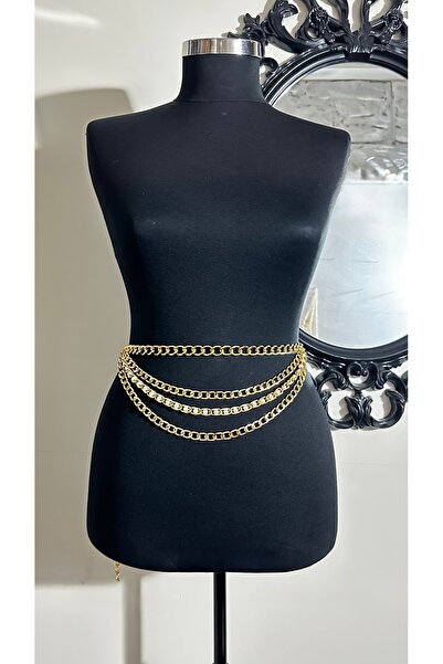 Maiden moda Gold Renk Çoklu Zincir Incili Zincir Kemer