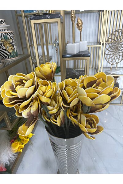 GUZEL CICEGI SARI KAHVE 90 CM YAPAY ÇİÇEK