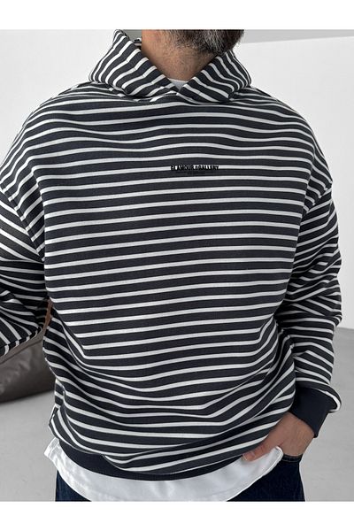 BYBASICMAN Smoked Glamour Striped Hooded Sweat V-10-73