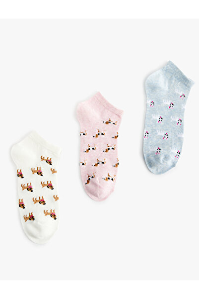 Koton 3'lü Hayvan Desenli Çok Renkli Patik Çorap Seti