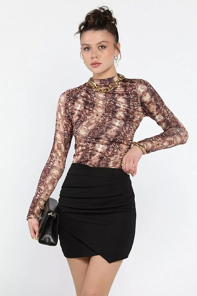 GÜLSELİ Fusta mini plisată de damă neagră