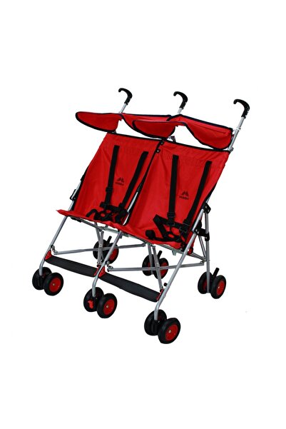 ALDEBA 3030 Ikiz Pratik Baston Bebek Arabası Kırmızı