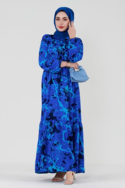 Sevitli Μπλε φόρεμα Viscon - Miray με τούνελ μέσης