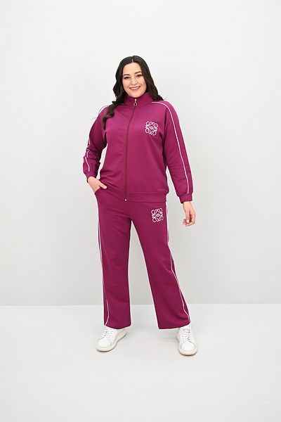 Koza Butik Дамски спортен костюм с бродерия и цип, големи размери, 8152-25-1