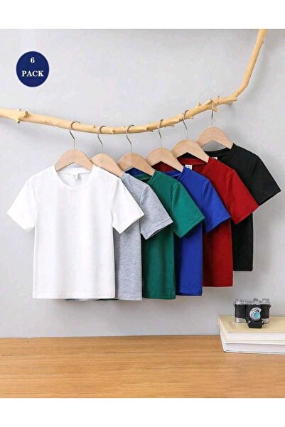 FAVORİST Πολλαπλά πακέτα Παιδικό βαμβακερό καλοκαιρινό μπλουζάκι με λαιμόκοψη