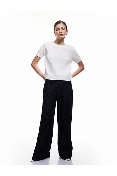 Koton Crew Neck Short Sleeve Knitwear Sweater