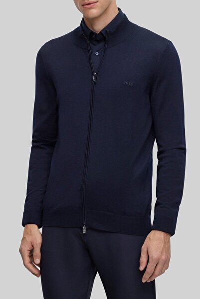 BOSS Fermuarlı Regular Fit % 100 Yün Hırka Erkek HIRKA 50476347 404