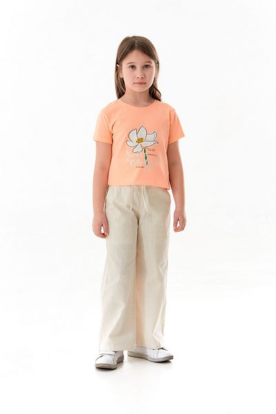 Fulla Moda Girl's Linen Trousers with Elastic Waist and Pockets