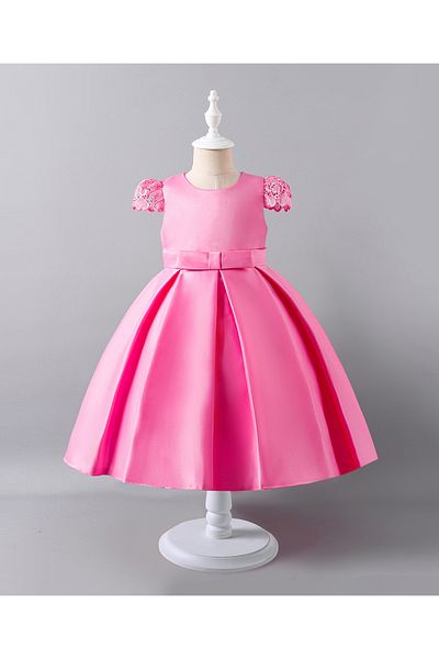 Mark & Mia Mark & Mia Bow Detailed Embroidered Cap Sleeves Party Dress - Pink