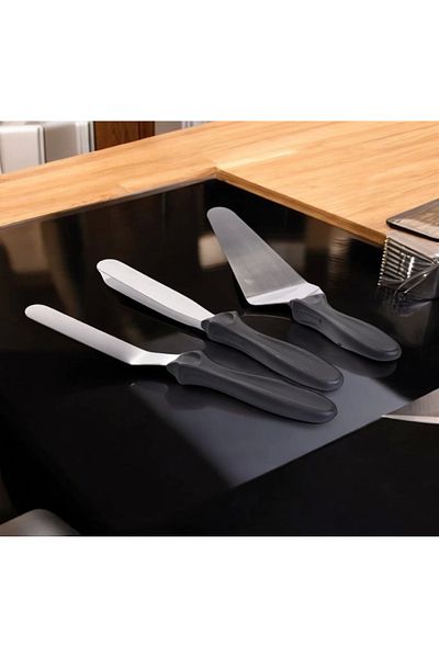MyBru 3-Piece Spatula Set with Stainless Steel Non-Slip Handle