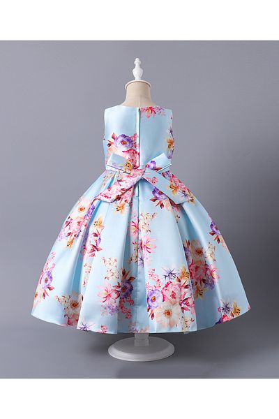 Mark & Mia Mark & Mia Floral Printed Bow Embellished Pleated Dress - Blue