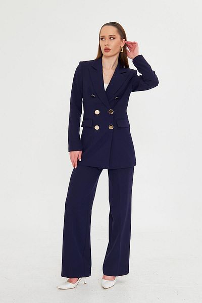 LOVELF Navy Blue Gold Buttoned Double Breasted Suit