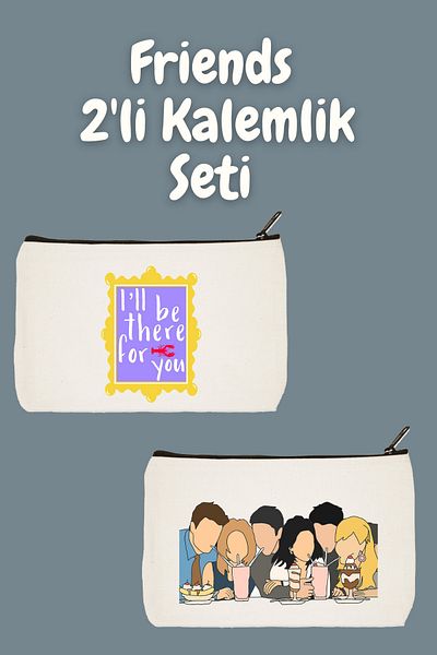 designedfy Friends 2-Piece Makeup Bag Advantage Set, Στυλό, Πορτοφόλι, Υφασμάτινη Τσάντα