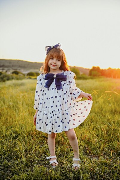 Mialora Fiyonklu ve Puantiyeli Kız Çocuk Kabarık Abiye Elbise_M2438