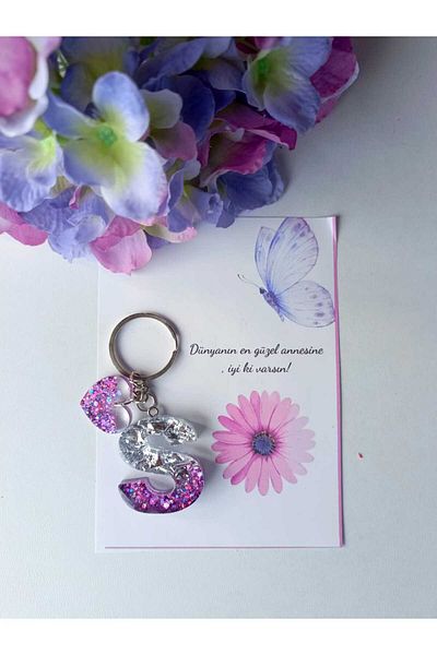 demirbasavm Mother's Day Special Handmade Letter S Epoxy Keychain