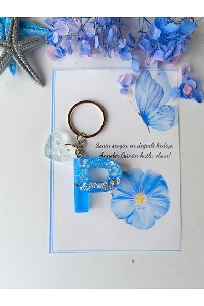 demirbasavm Mother's Day Special Handmade Letter P Epoxy Keychain