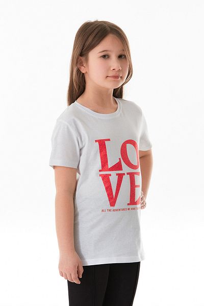 Fulla Moda Κοριτσίστικο μπλουζάκι από 100% βαμβακερό Glitter Love Text