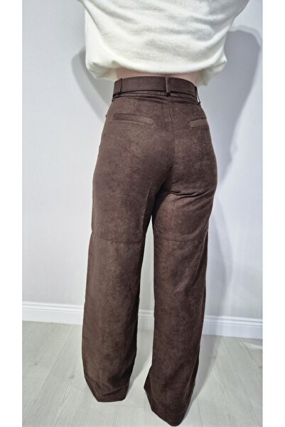 LONCA Kemer Detaylı Acı Kahve Süet Pantolon