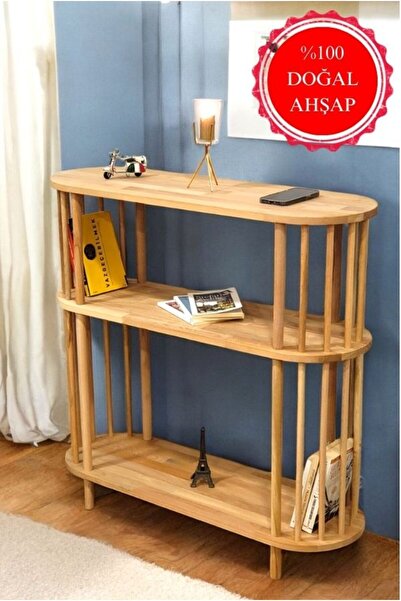 PEKA Lüx Natural Ahşap Dresuar Dekoratif Raflı Kahve Köşesi Konsol Modern Çok...