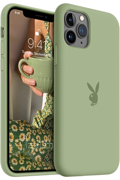 izzytech حافظة سيليكون لهاتف آيفون 11 برو ماكس، شعار بلاي بوي، سطح داخلي مخمل...